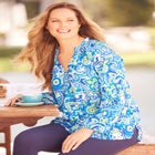 Liz&Me&reg; Henley Peasant Georgette Blouse image number null