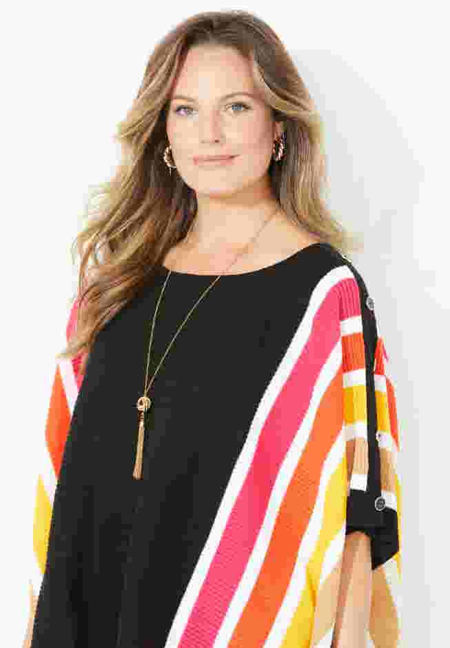 Liz&Me® Rib Striped Poncho image number 3