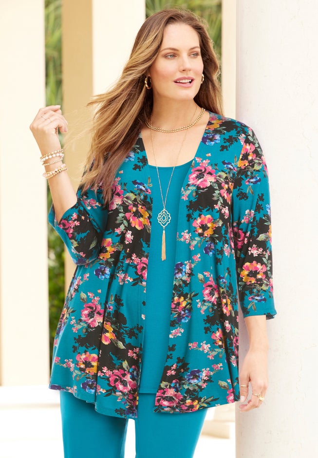 Cardigan and Tank One Piece Top image number 0