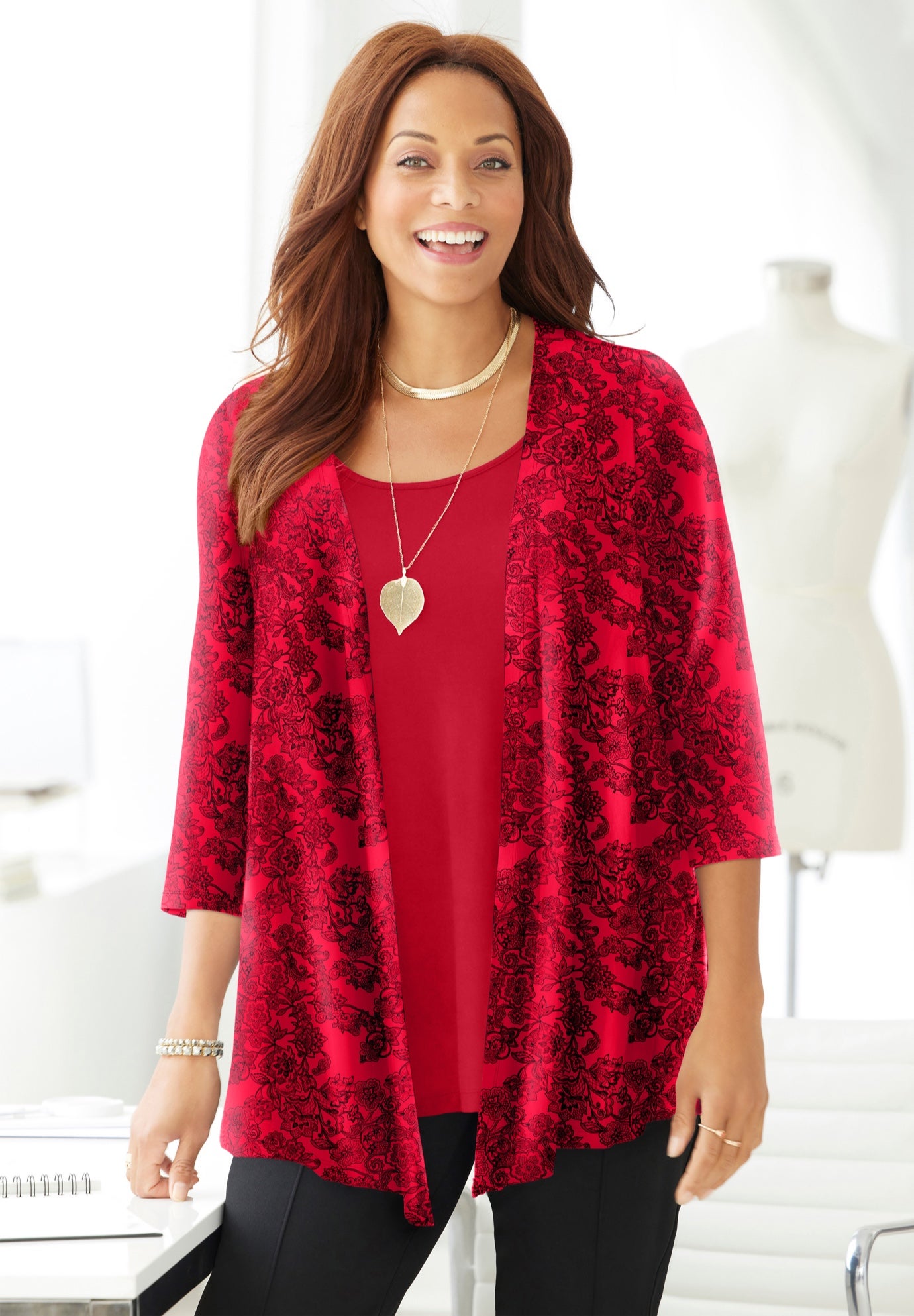 Cardigan and Tank One Piece Top image number 0