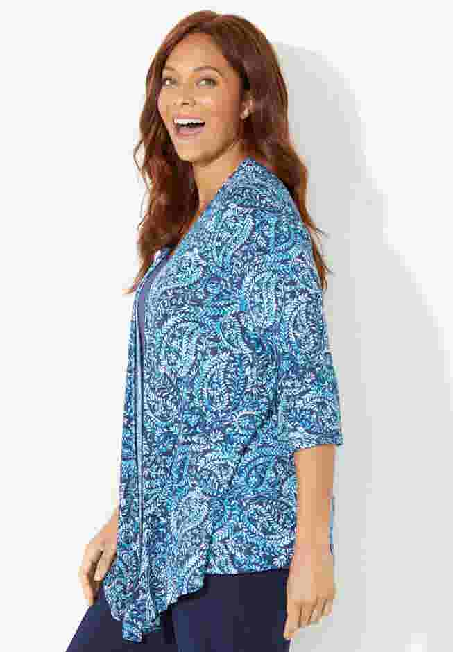 Cardigan and Tank One Piece Top image number 3