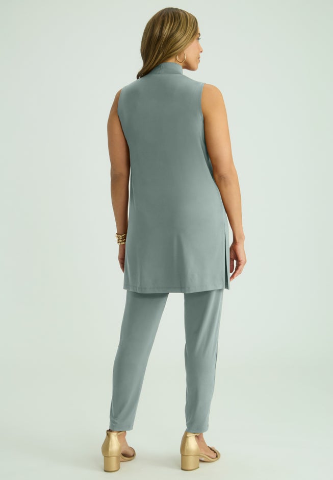 2-Piece Stretch Knit Mockneck Mega Tunic Set image number 2