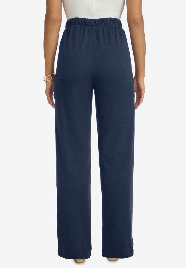 Soft Ease Cotton Knit Wide Leg Pant image number 2