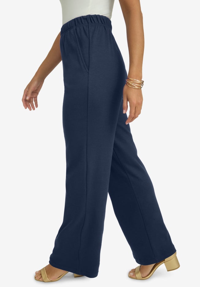 Soft Ease Cotton Knit Wide Leg Pant image number 1
