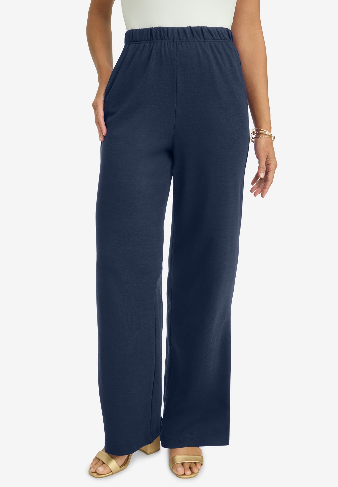 Soft Ease Cotton Knit Wide Leg Pant image number 0