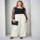 Stretch Knit Crepe Wide Leg Pant image number null