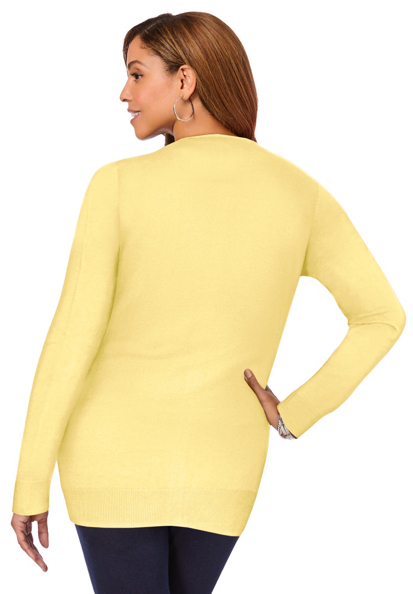 Fine Gauge Button-Front Cardigan image number 2