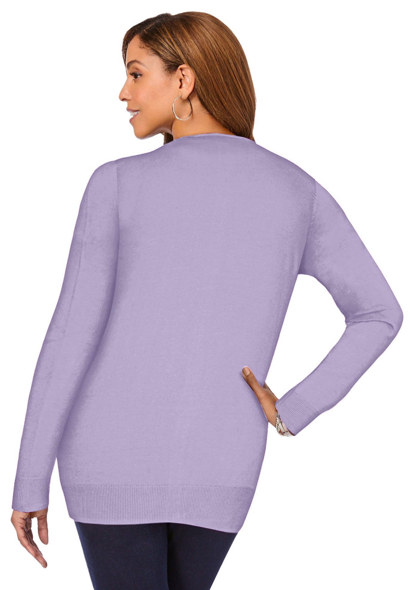 Fine Gauge Button-Front Cardigan image number 1
