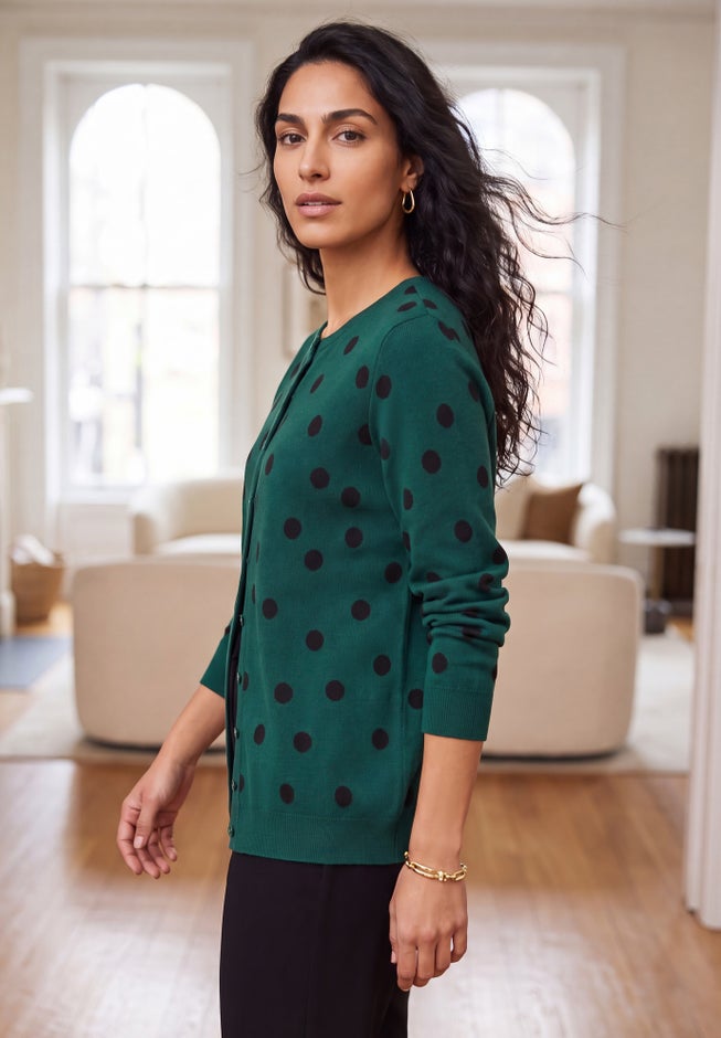 Fine Gauge Button-Front Cardigan image number 2