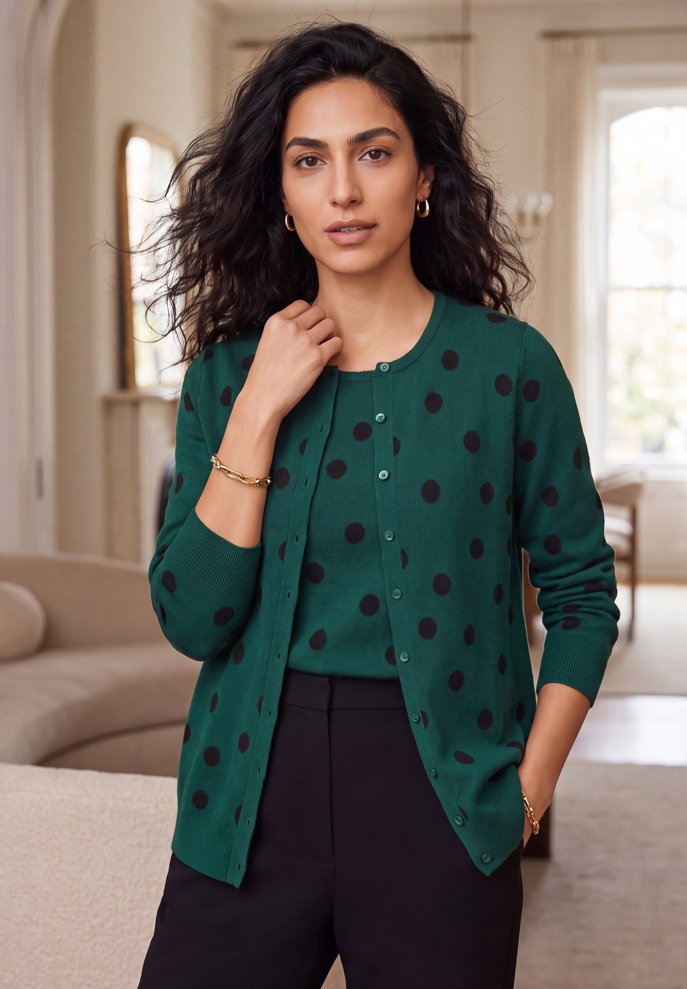 Fine Gauge Button-Front Cardigan image number 0