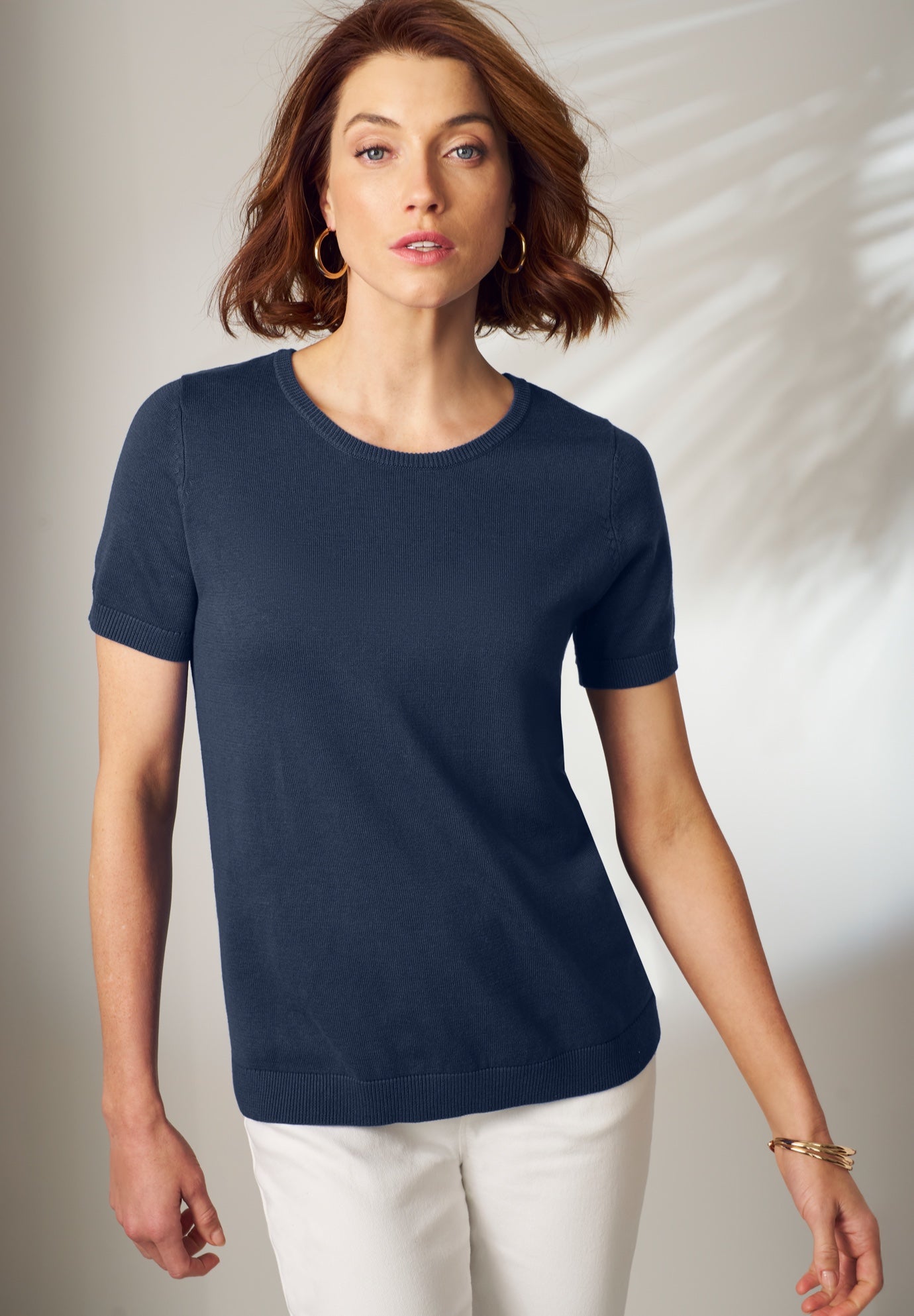 Fine Gauge Crewneck Knit Shell image number 0