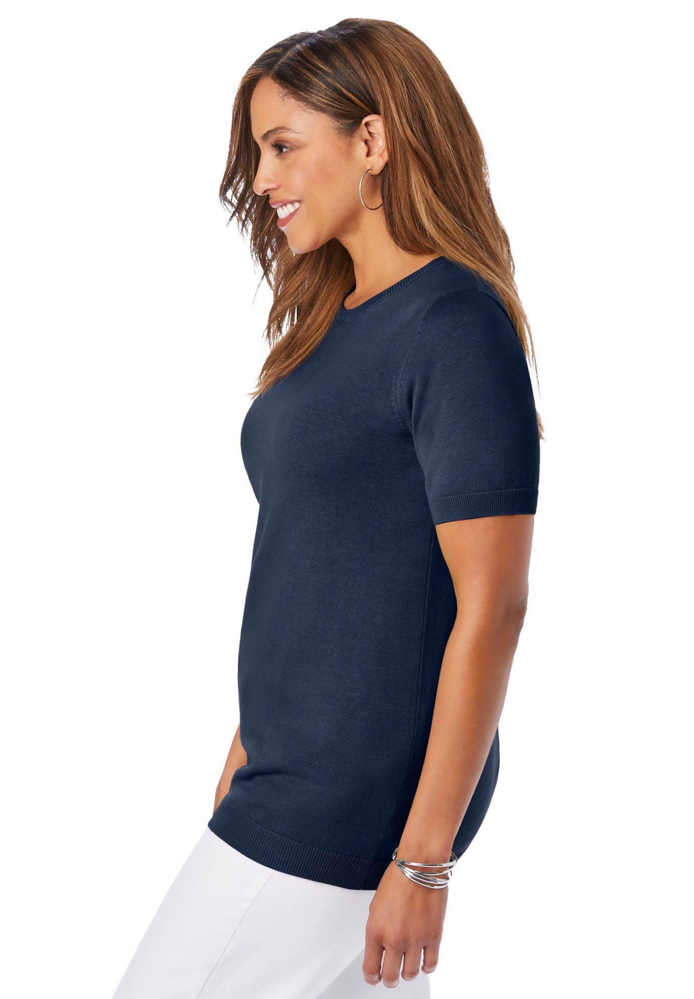 Fine Gauge Crewneck Knit Shell image number 2