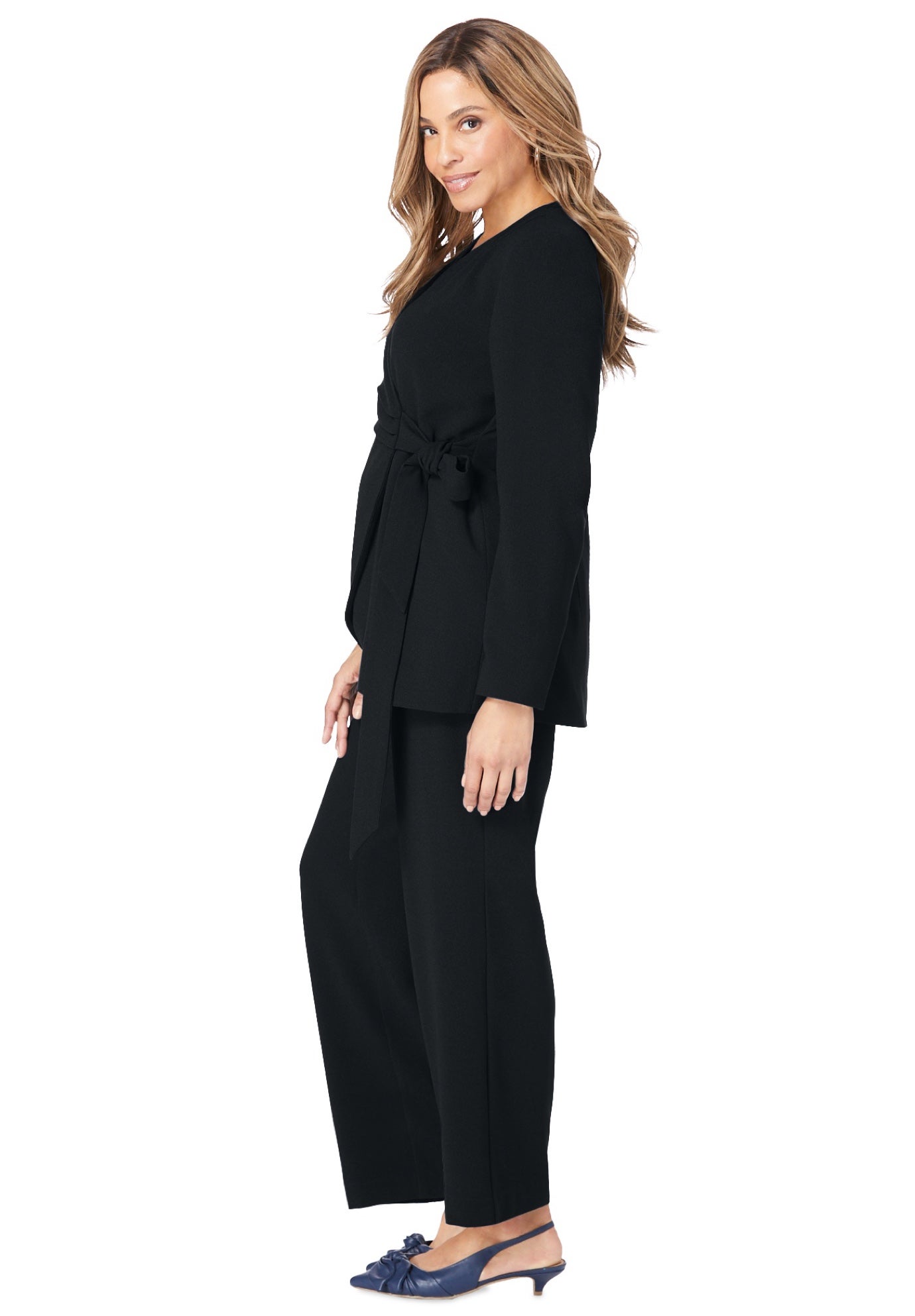 2-Piece Faux Wrap Pantsuit image number 1