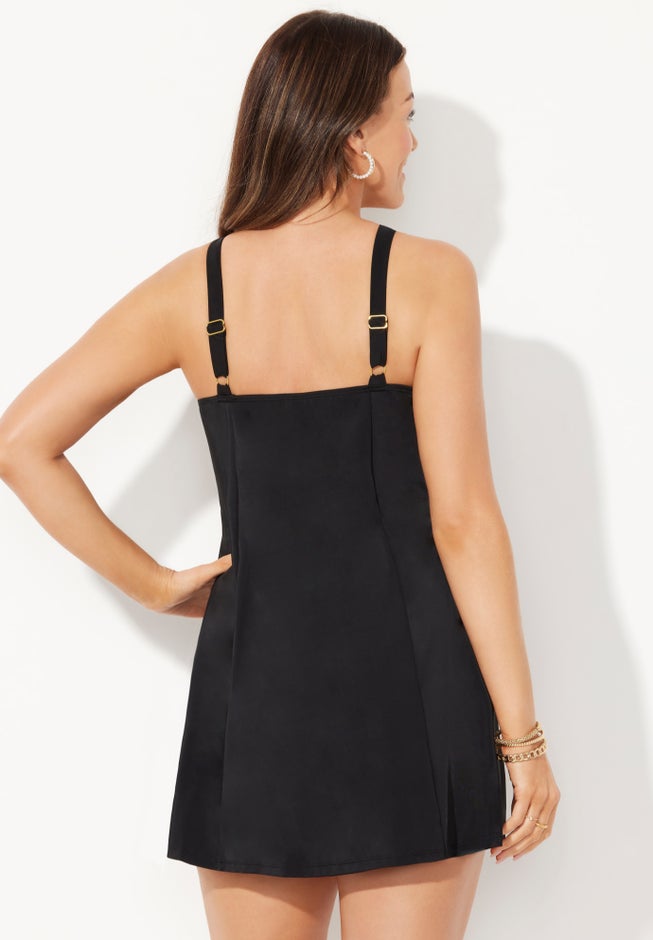 Color Block High Neck Swimdress image number 1