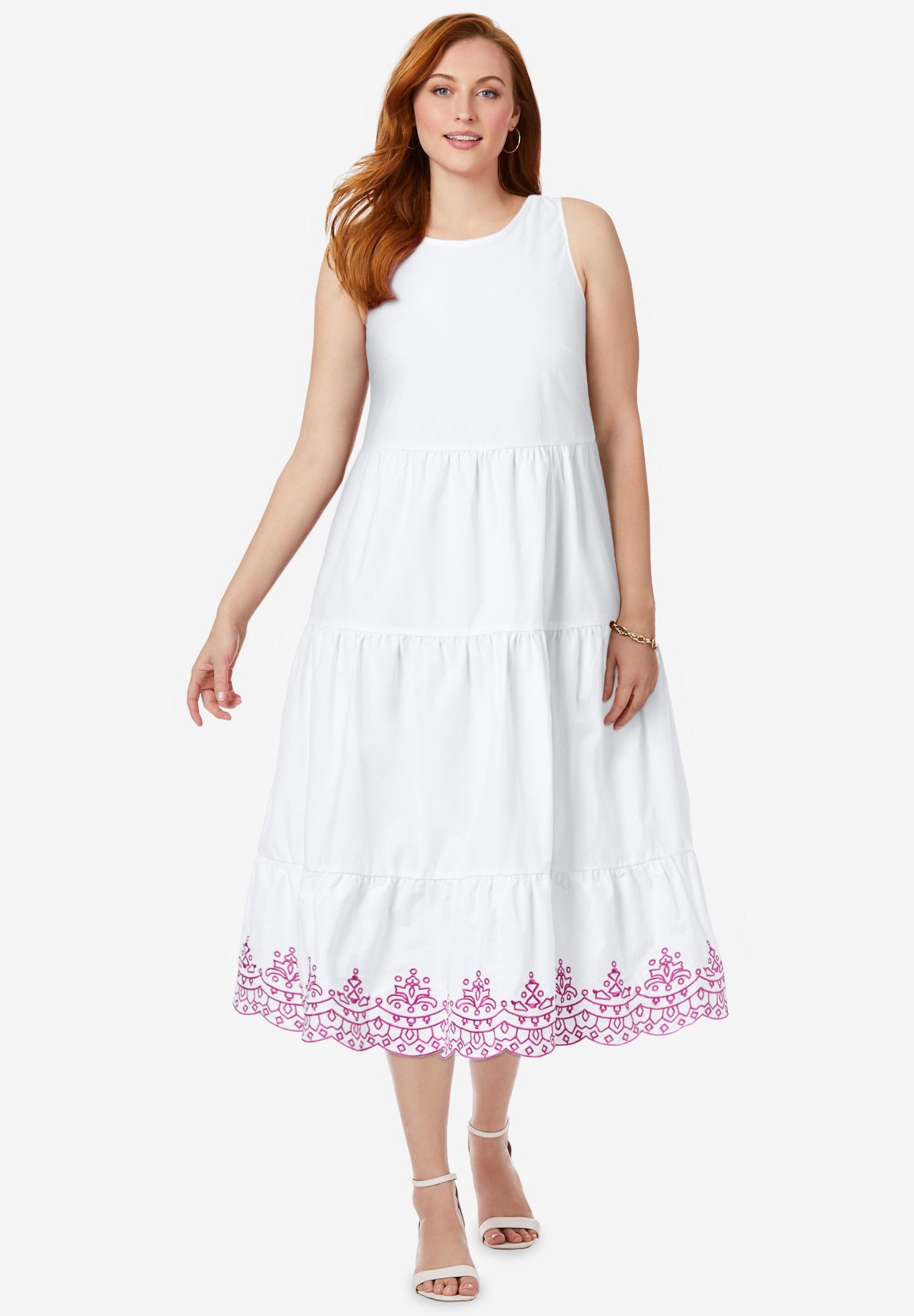 Sleeveless Eyelet Poplin Dress image number 0