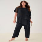 Plus-Size 2 Piece Tierred Ruffle Top and Pant Set image number null
