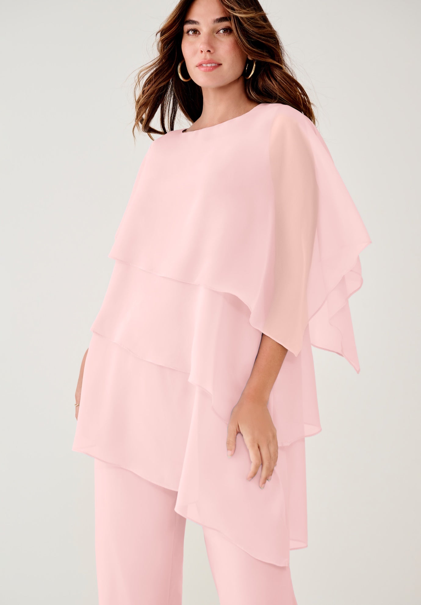 Plus-Size 2 Piece Tierred Ruffle Top and Pant Set image number 1