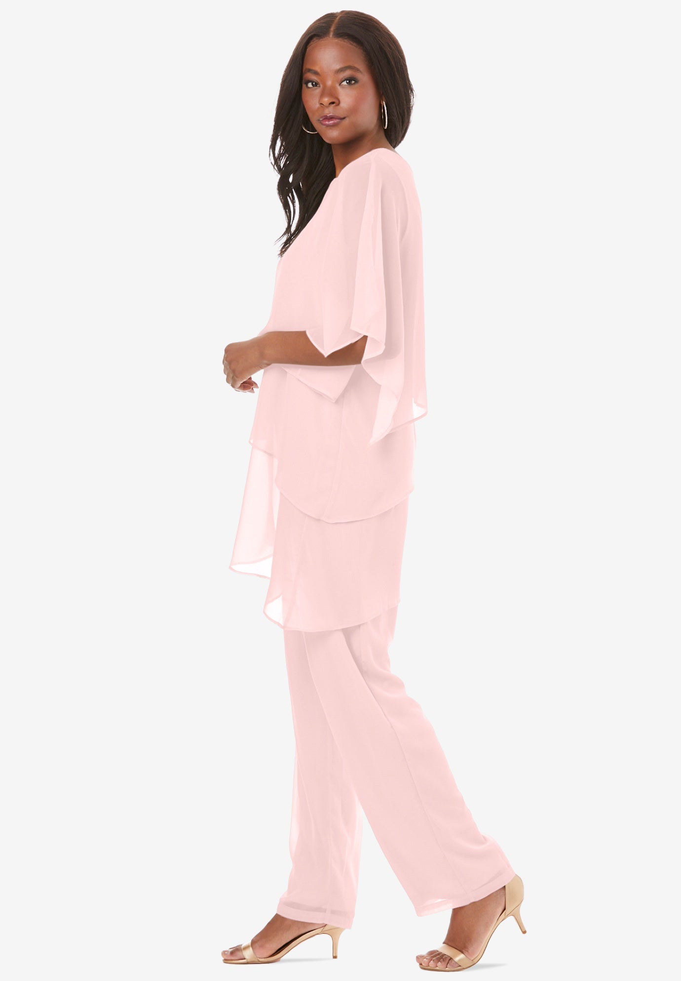 Plus-Size 2 Piece Tierred Ruffle Top and Pant Set image number 3