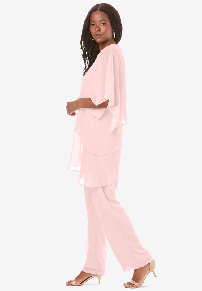 Plus-Size 2 Piece Tierred Ruffle Top and Pant Set image number 3