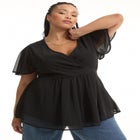 Faux Wrap Fit-and-Flare Top image number null