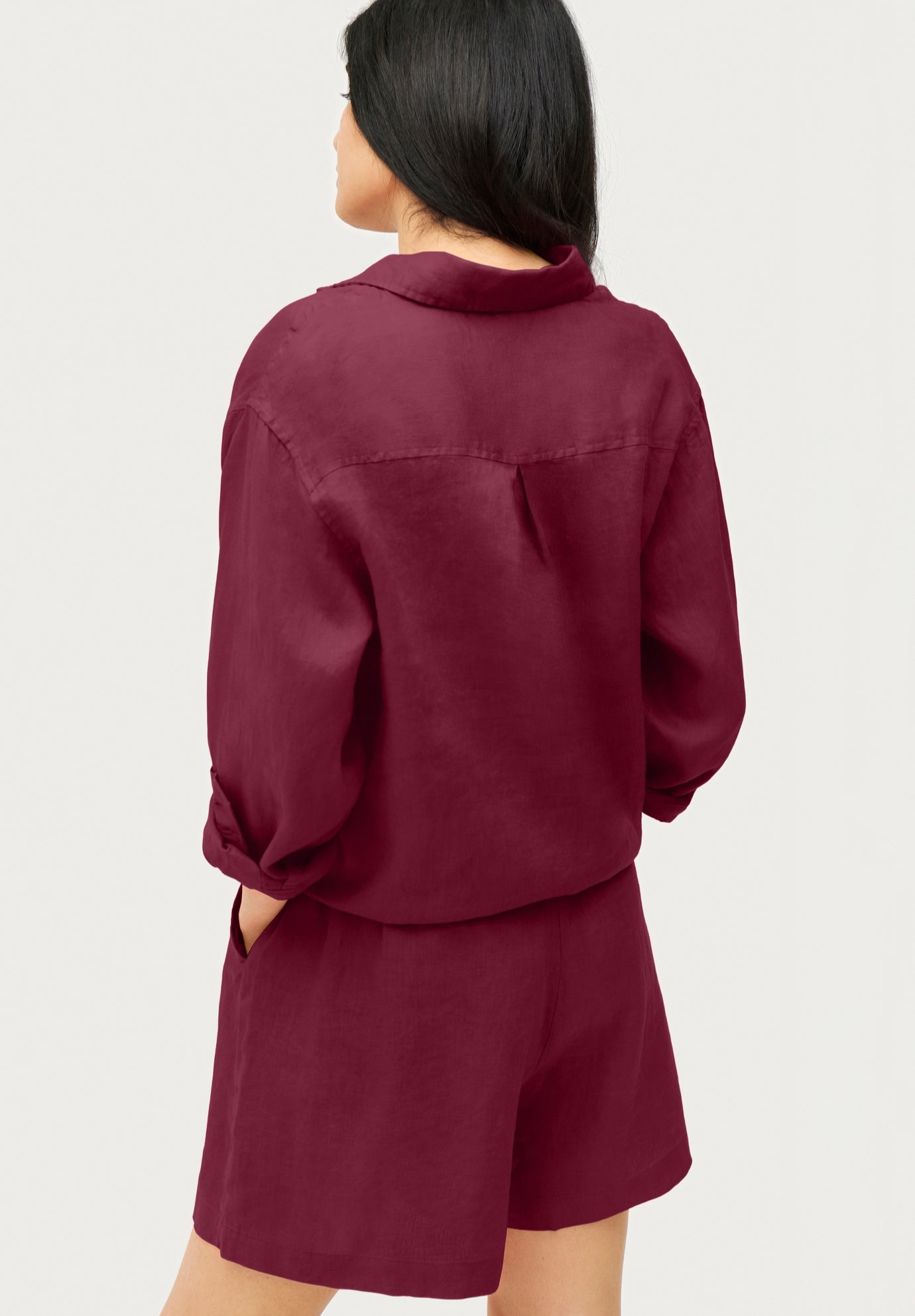Linen-Blend Elastic Waist Shorts image number 1