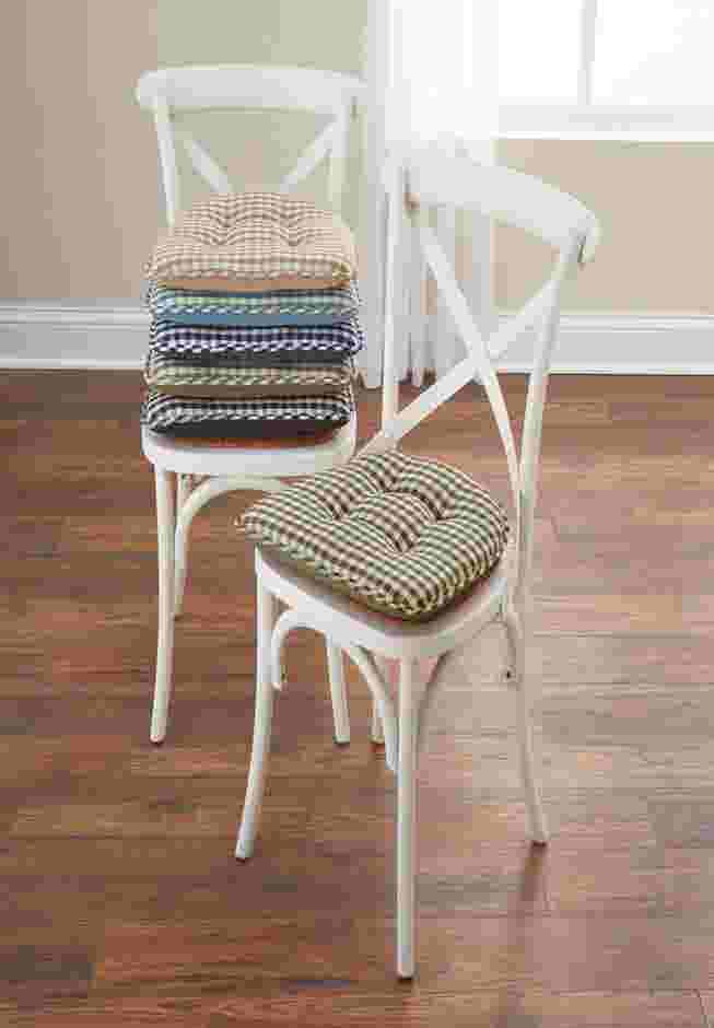 Gingham Gripper® Chair Cushion image number 0