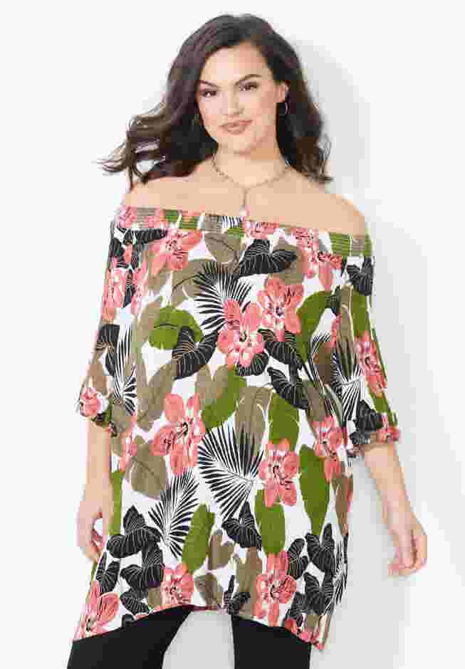 Smocked Neck Ruffle Sleeve Top image number 0