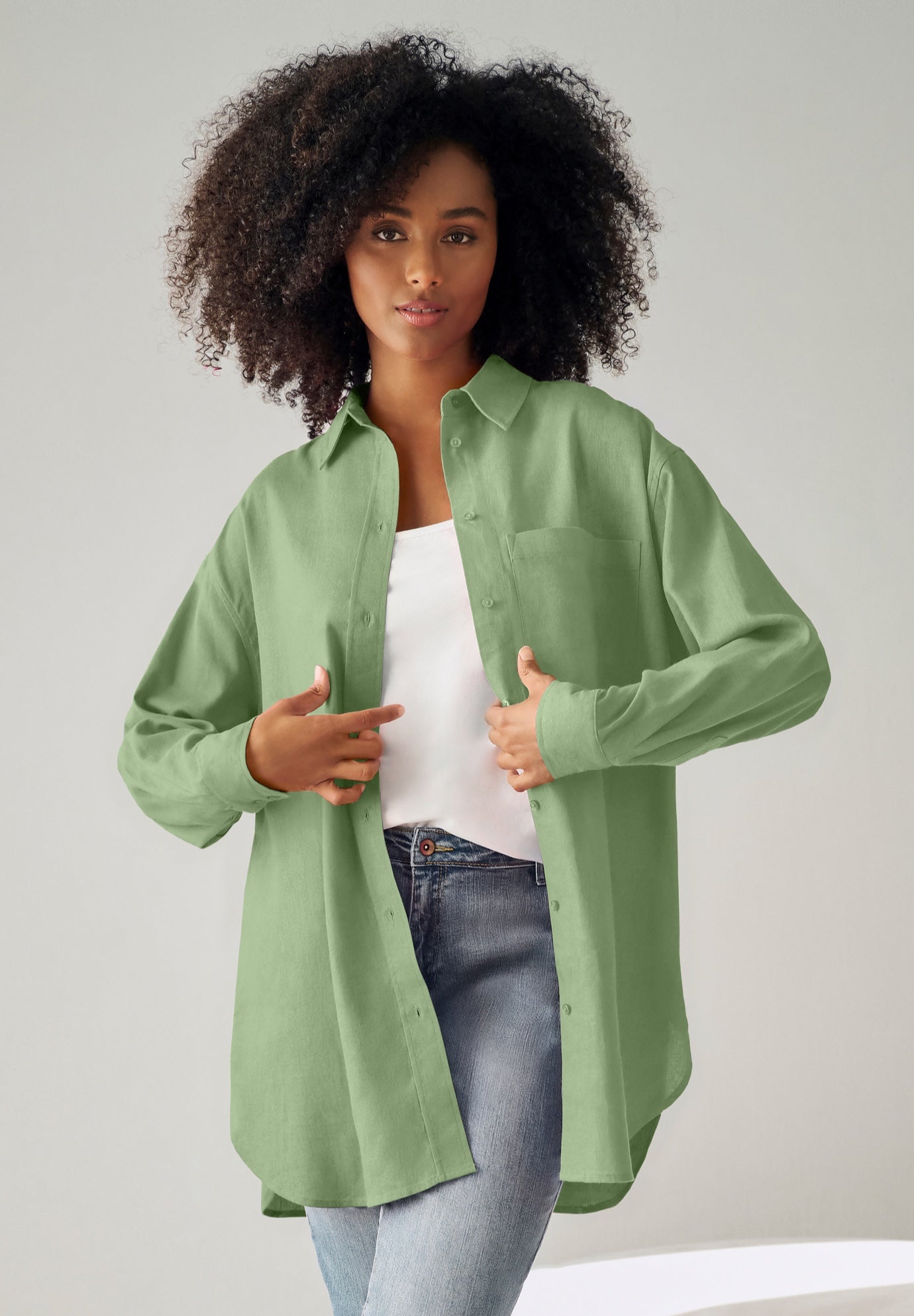 Oversized Linen-Blend Boyfriend Shirt image number 0