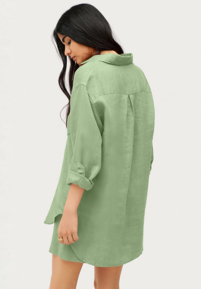 Oversized Linen-Blend Boyfriend Shirt image number 1