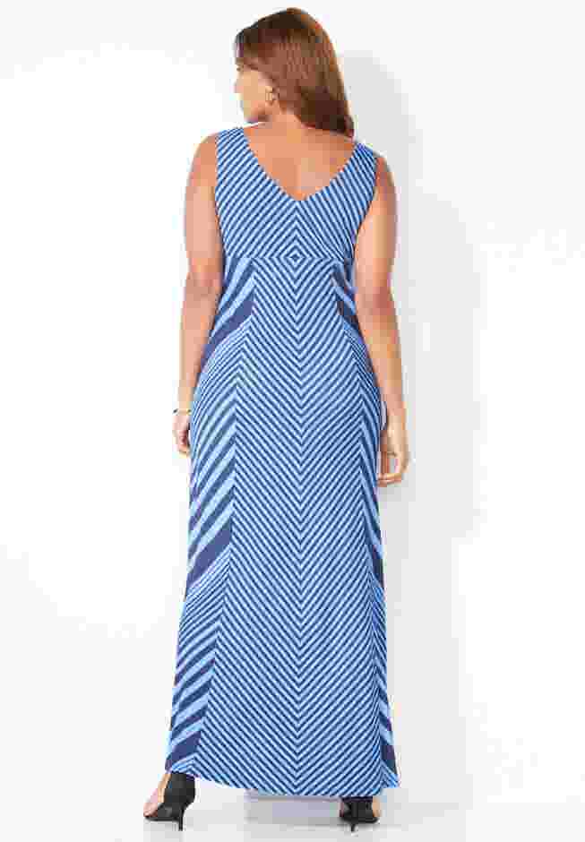 Striped V-Neck Maxi Tank Dress image number 1