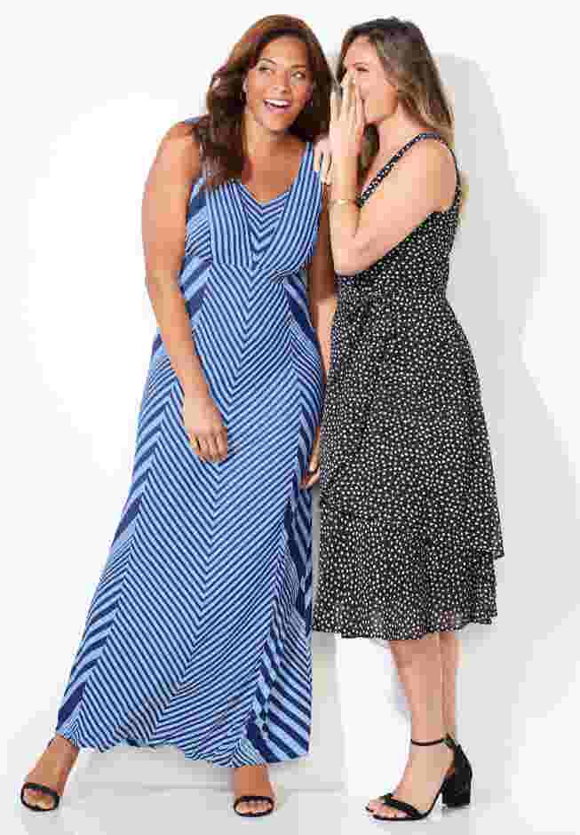 Striped V-Neck Maxi Tank Dress image number 0