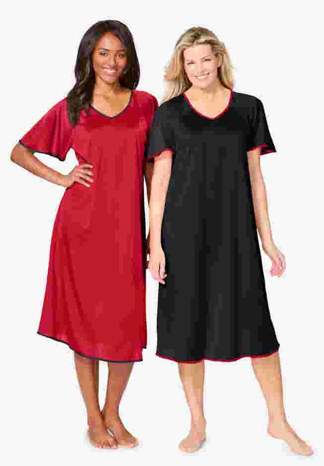 2-Pack Short Silky Gown image number 0