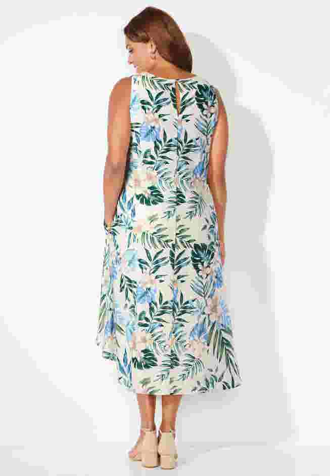 A-Line Linen Blend High-Low Dress image number 1