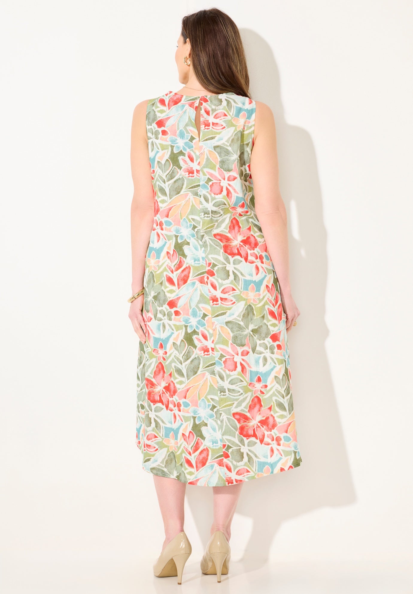 A-Line Linen Blend High-Low Dress image number 1