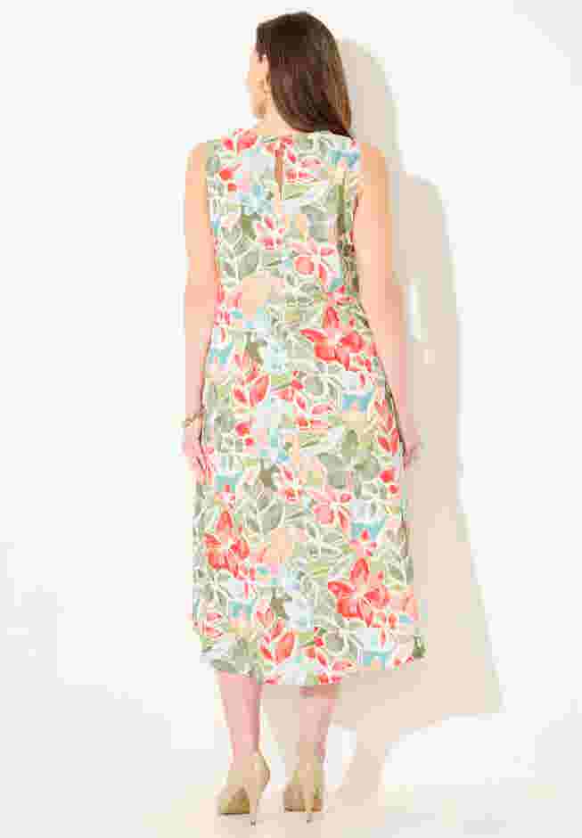 A-Line Linen Blend High-Low Dress image number 1