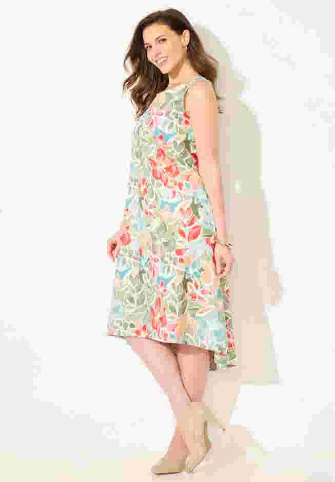 A-Line Linen Blend High-Low Dress image number 2