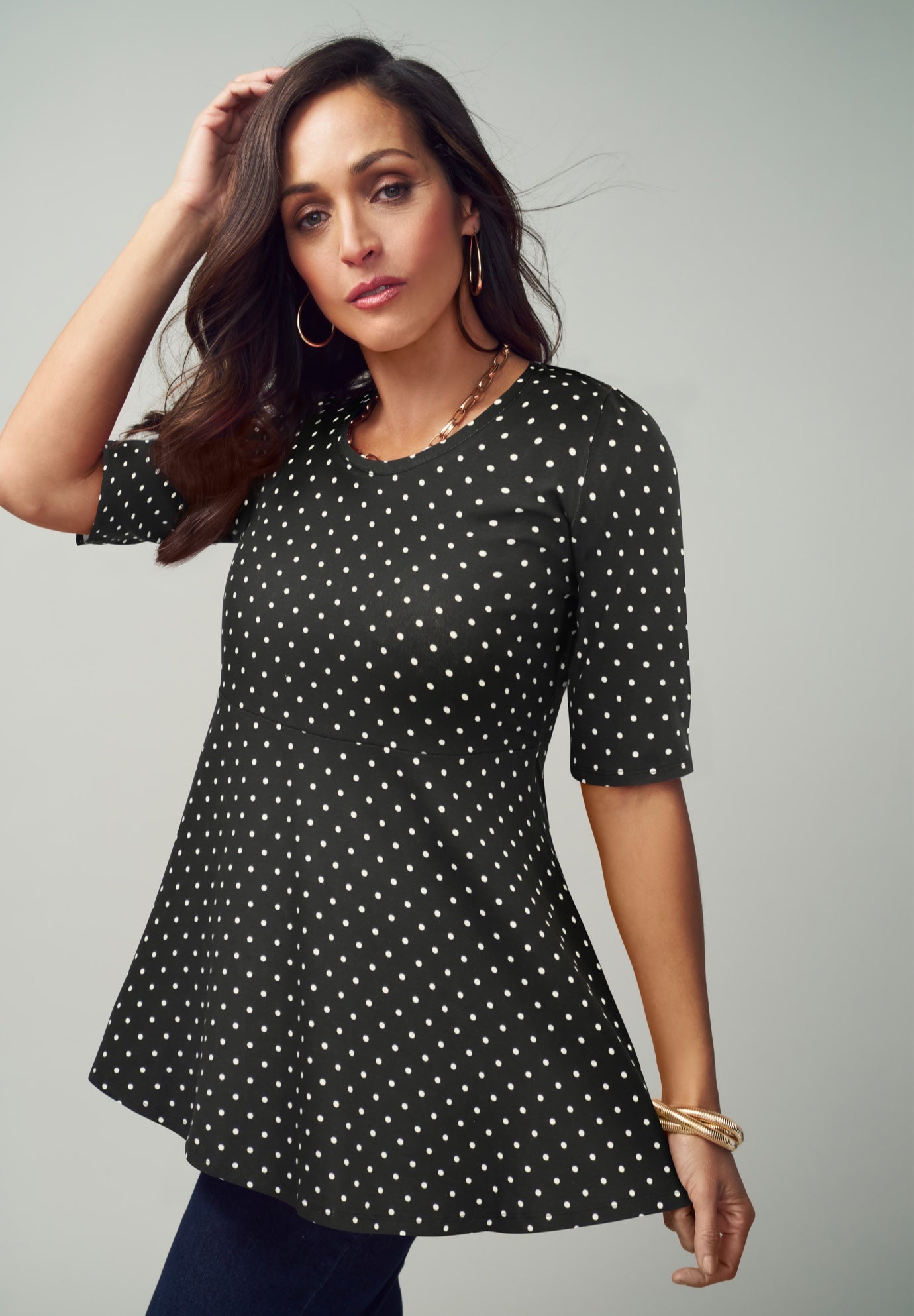 Stretch Cotton Peplum Tunic image number 0