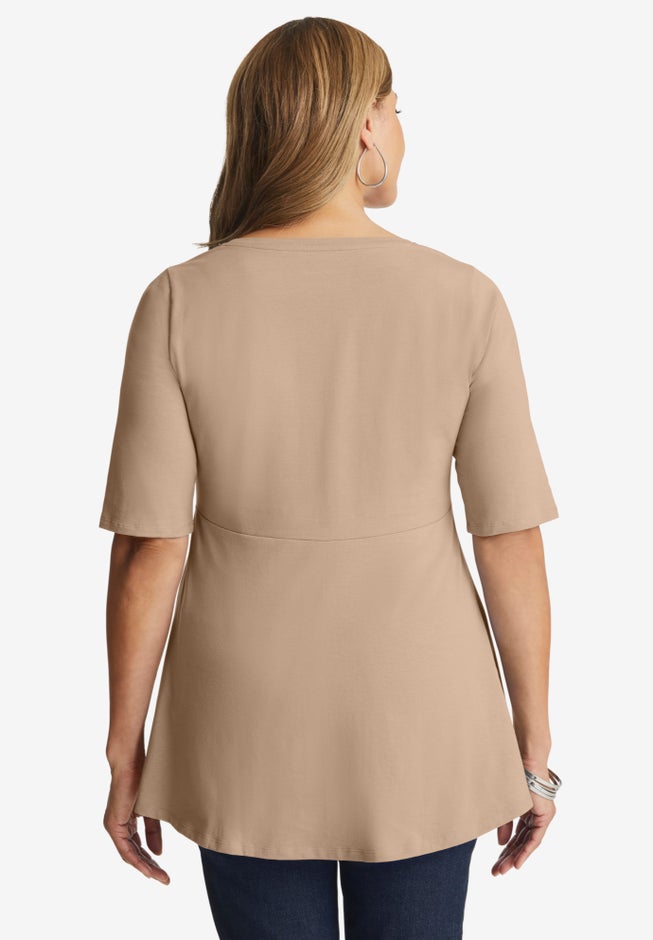 Stretch Cotton Peplum Tunic image number 3