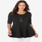 Stretch Cotton Peplum Tunic image number null