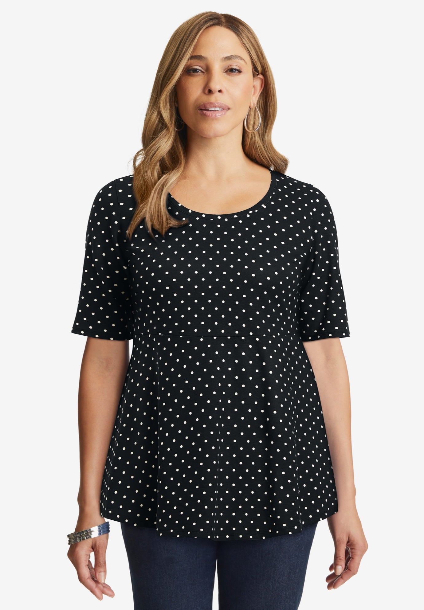 Stretch Cotton Peplum Tunic image number 1