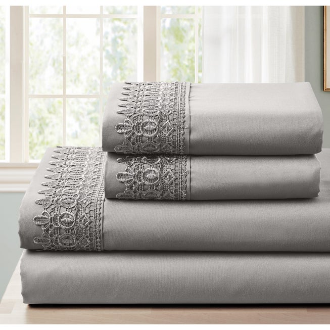4-pc Lace Trim Sheet Set image number null
