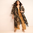 Plus Size Burnout Velvet Fringe Duster image number 0
