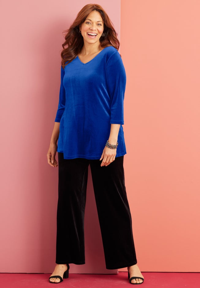 AnyWear Velvet V-Neck Tunic image number 1