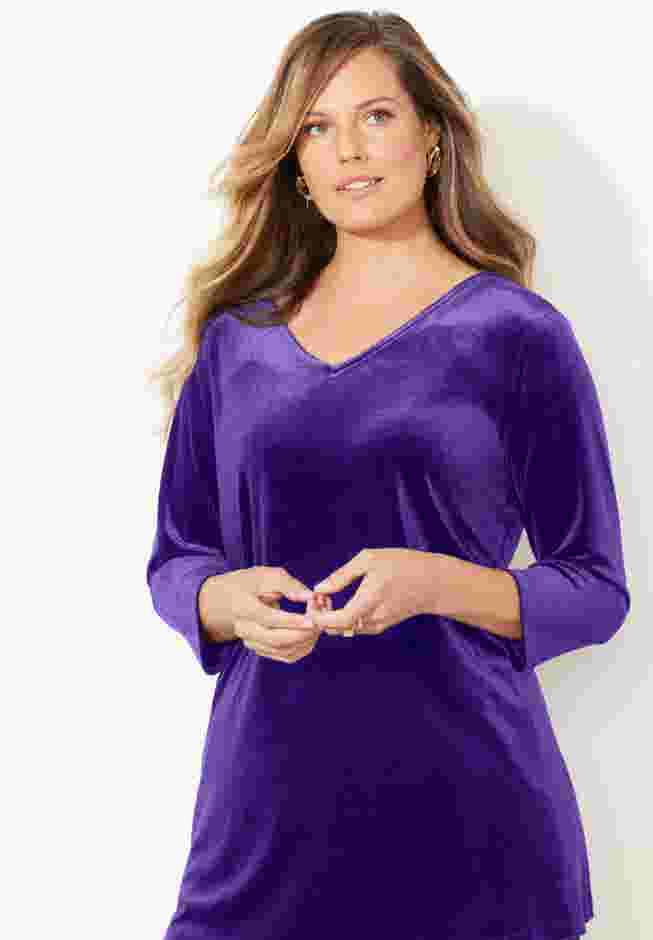 AnyWear Velvet V-Neck Tunic image number 3