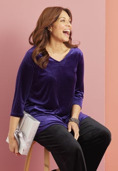 AnyWear Velvet V-Neck Tunic
