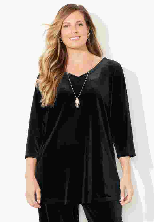 AnyWear Velvet V-Neck Tunic image number 0