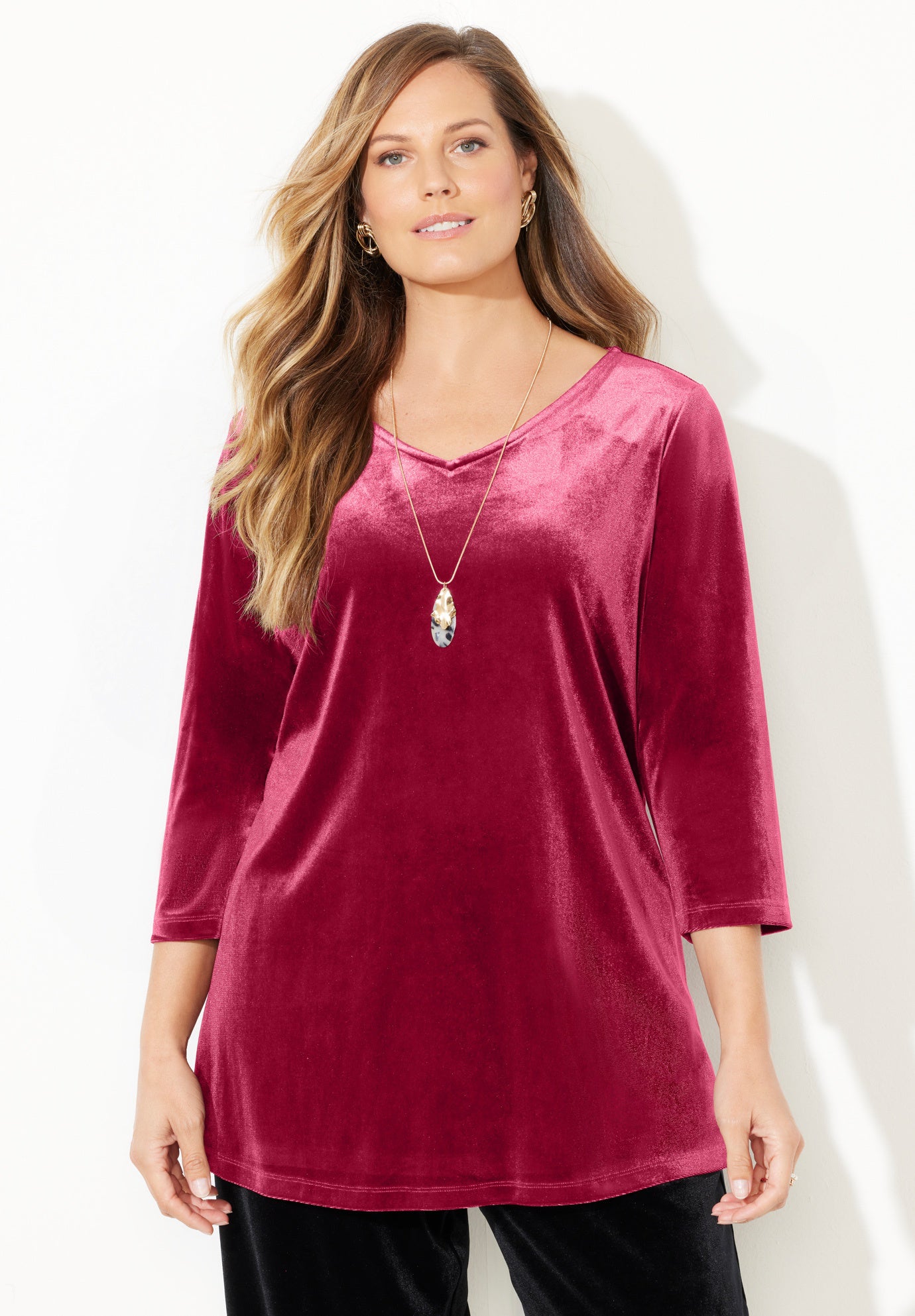 AnyWear Velvet V-Neck Tunic image number 0