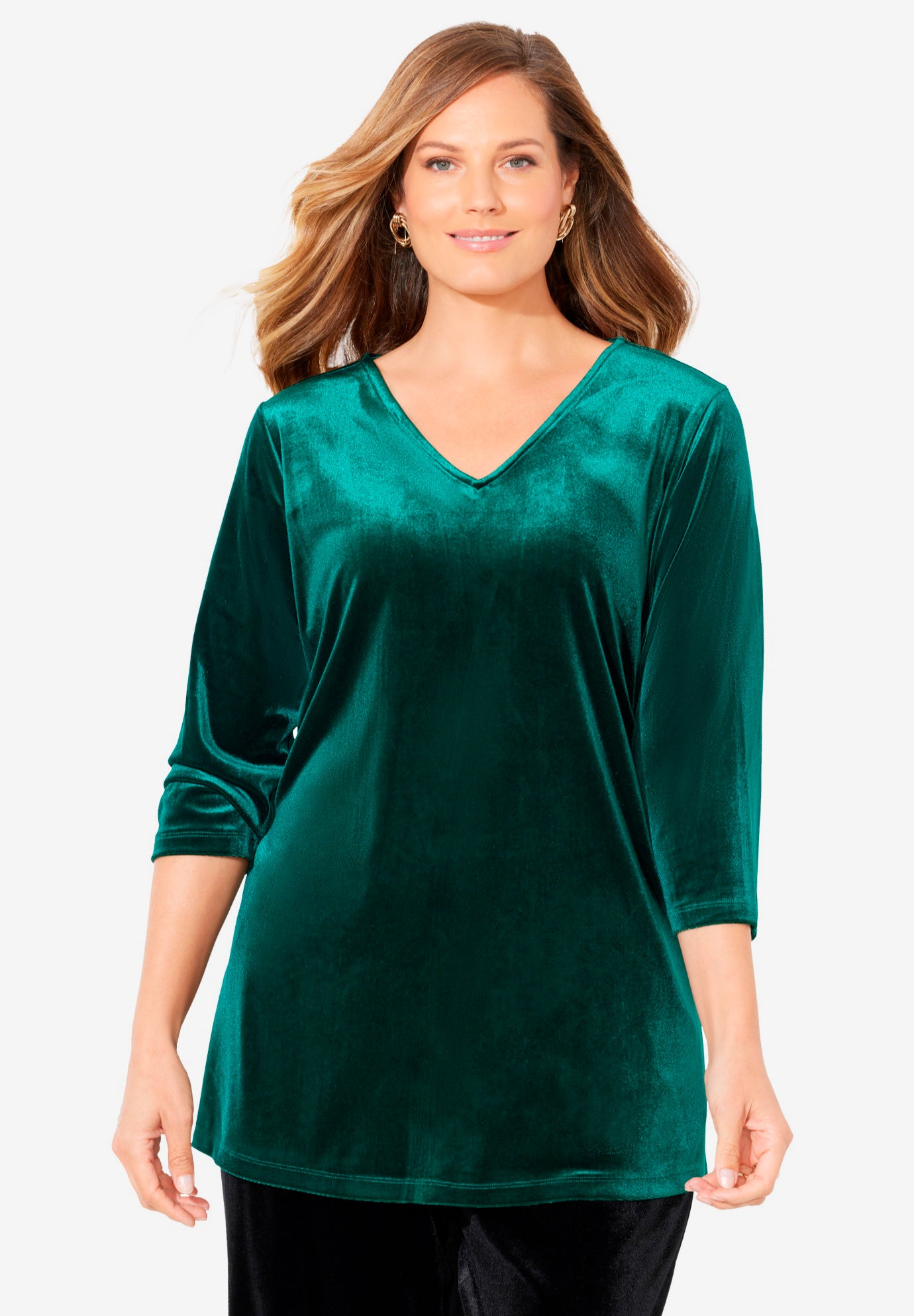 AnyWear Velvet V-Neck Tunic image number 0