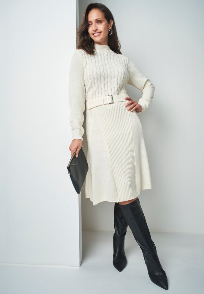 Belted Cable Sweater Dress image number 0