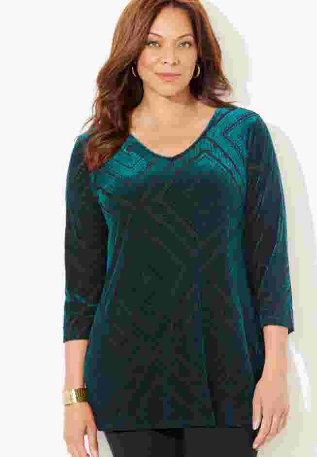 AnyWear Burnout V-Neck Tunic image number 0